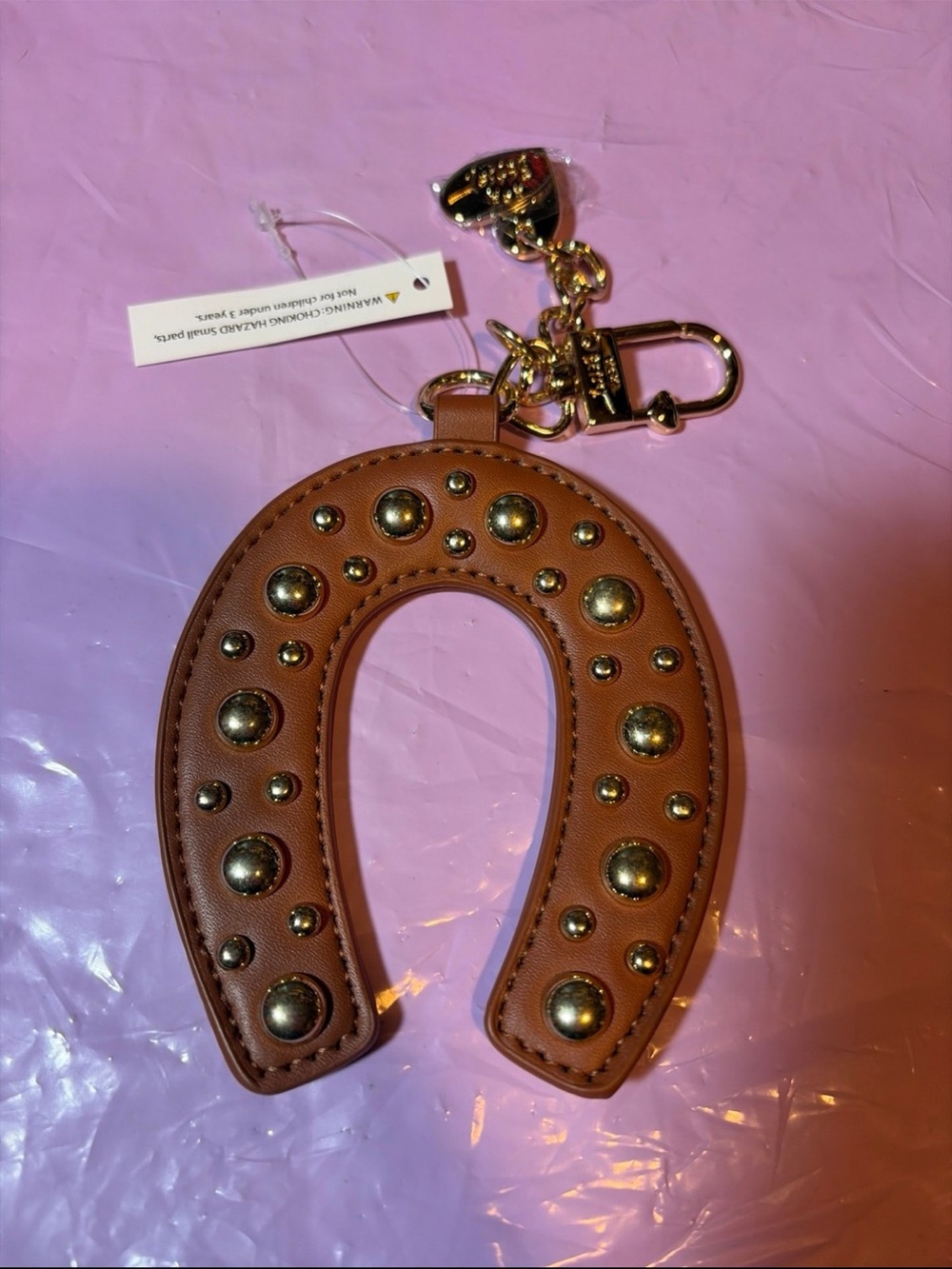 Betsey Johnson Brown Horseshoe Key & Card Holder with Gold Hardware